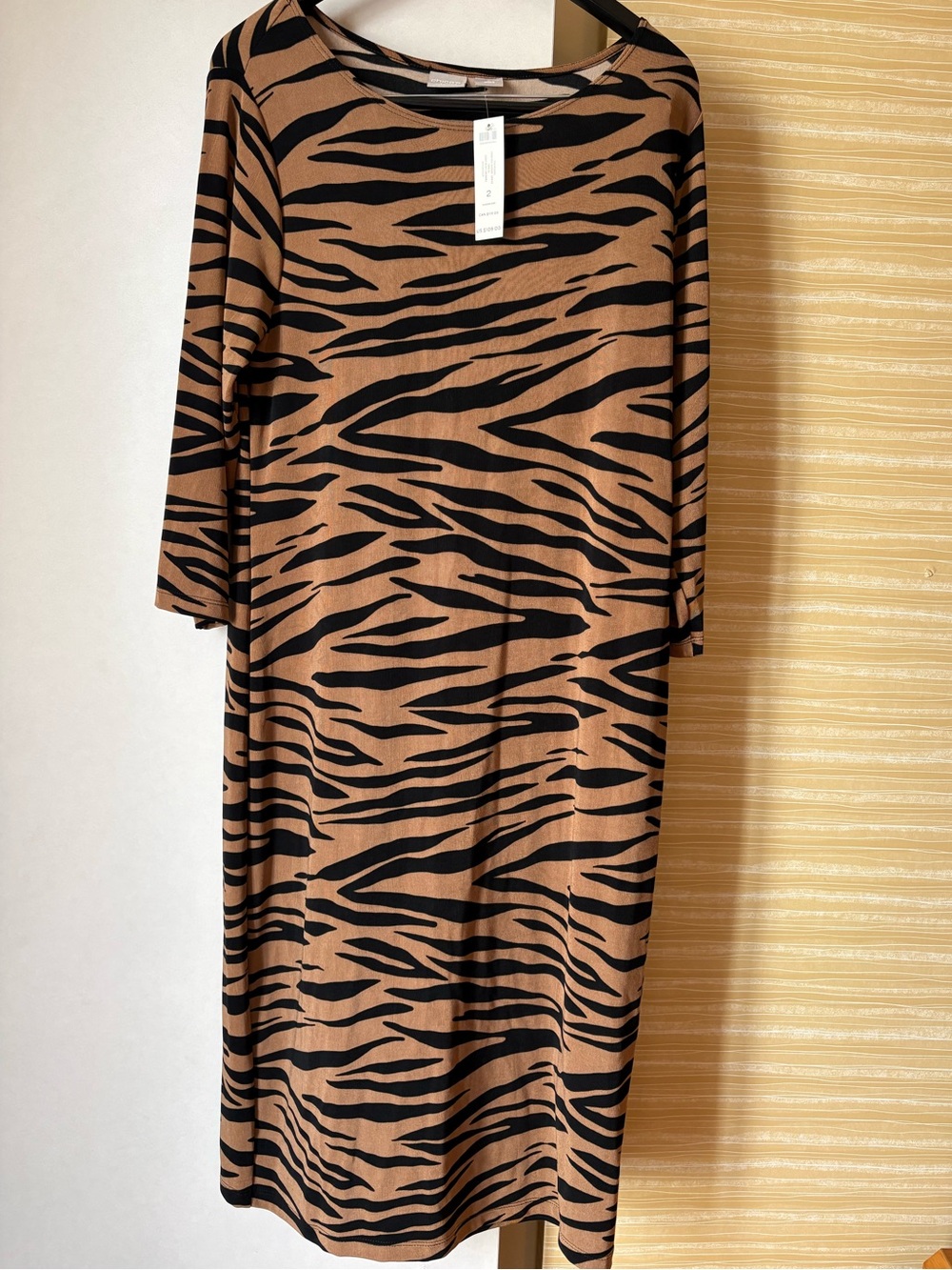 Chico's Travelers Brown and Black Tiger-Print Midi Dress